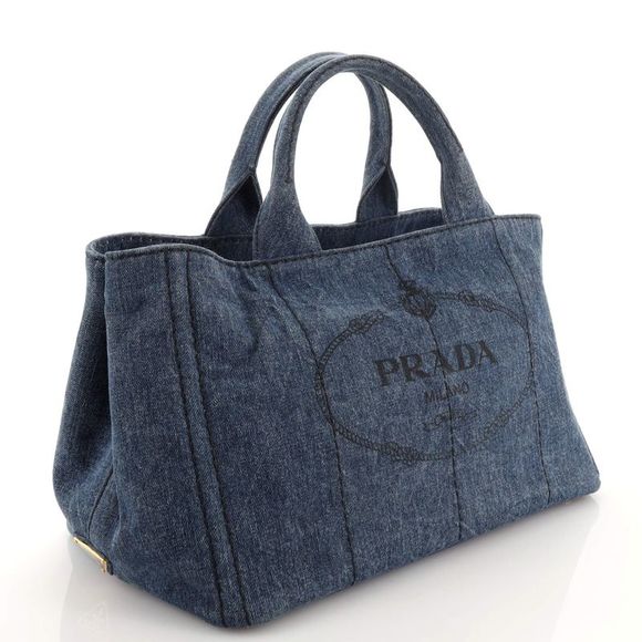 Prada Canapa Convertible Tote Denim Medium Blue - Picture 3 of 8